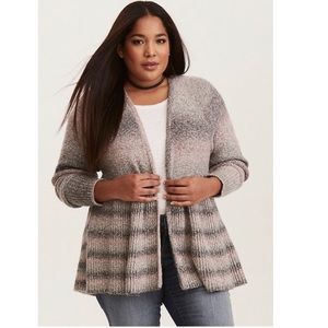 Ombré Stripe Open Front Cardigan
